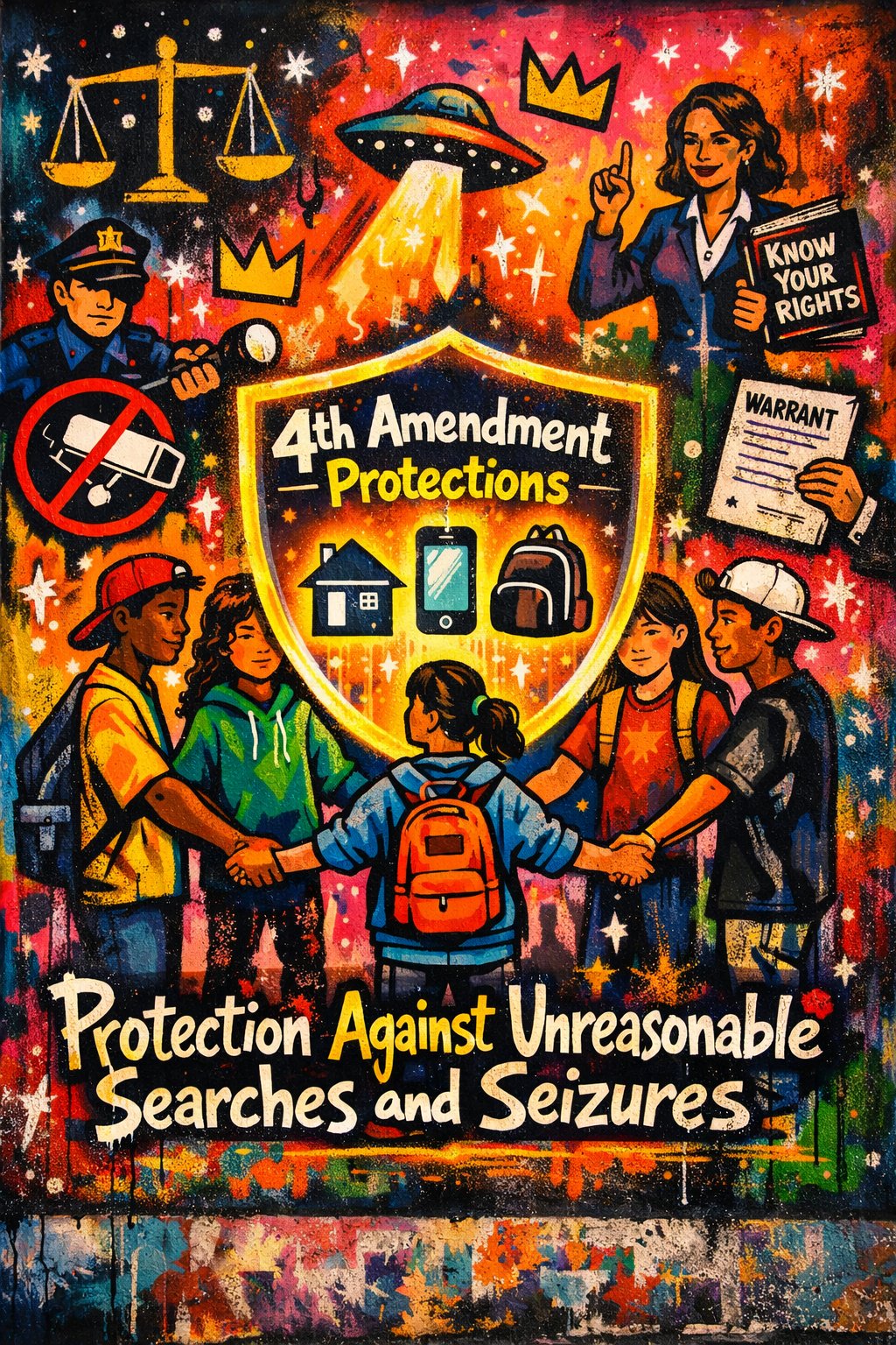Project Juvee mural — 4th Amendment shield protecting youth